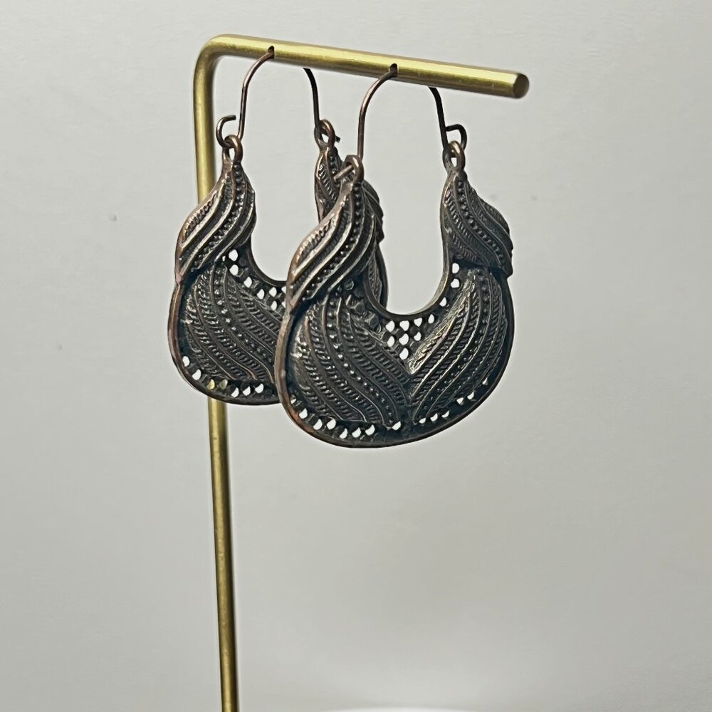 Bohemian Copper Tone Drop Earrings